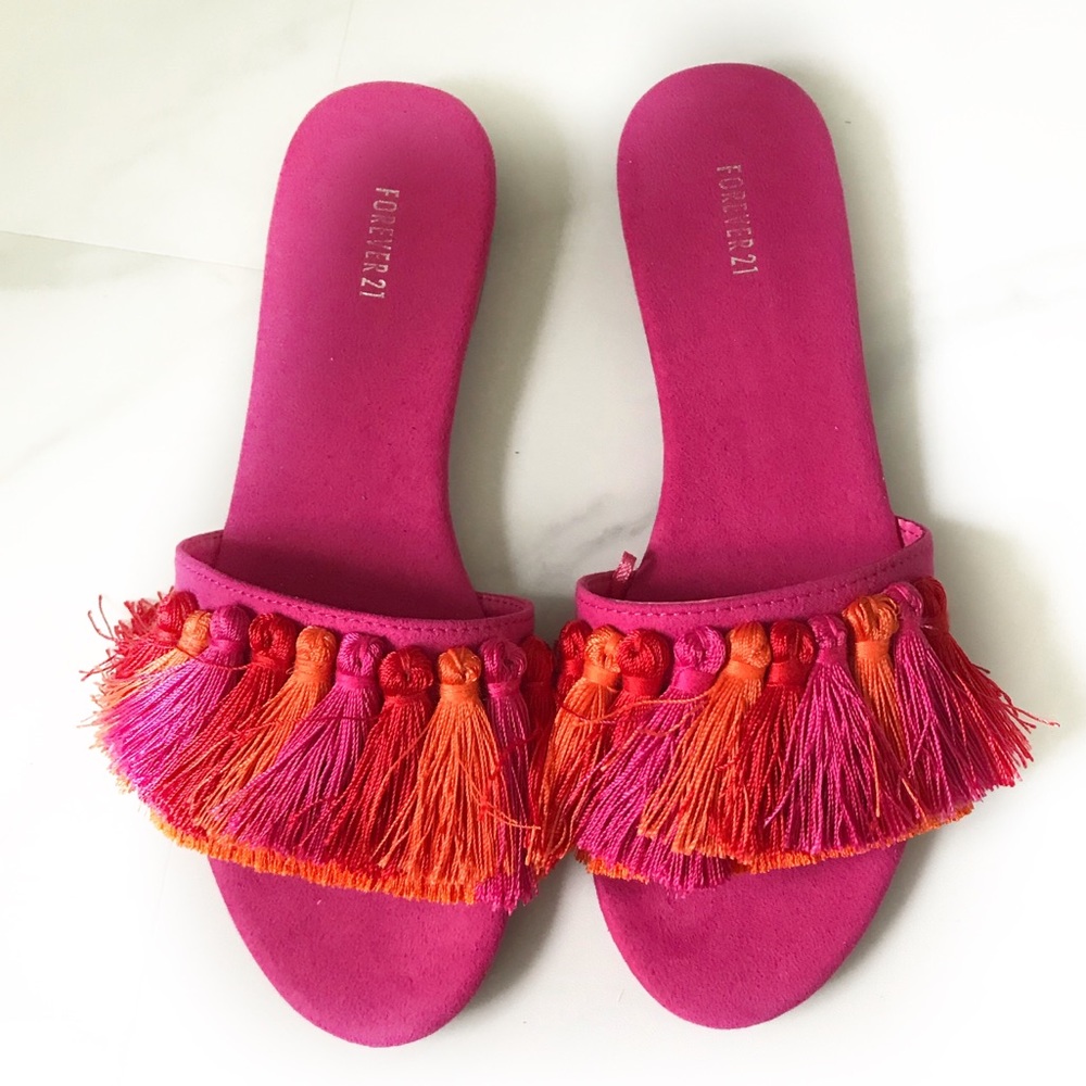 Tassel fringe colorful sandals